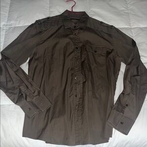 Gucci Men's Casual Brown Button Down Shirt
